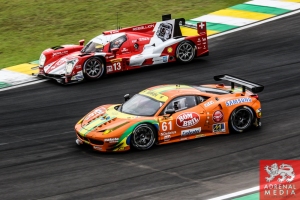 Emerson Fittipaldi (BRA) / Alessandro Pier Guidi (ITA) / Jeffrey Segal (USA) / Car #61 LMGTE AM AF Corse (ITA) Ferrari F458 Italia - 6 Hours of Sao Paulo at Interlagos Circuit - Sao Paulo - Brazil